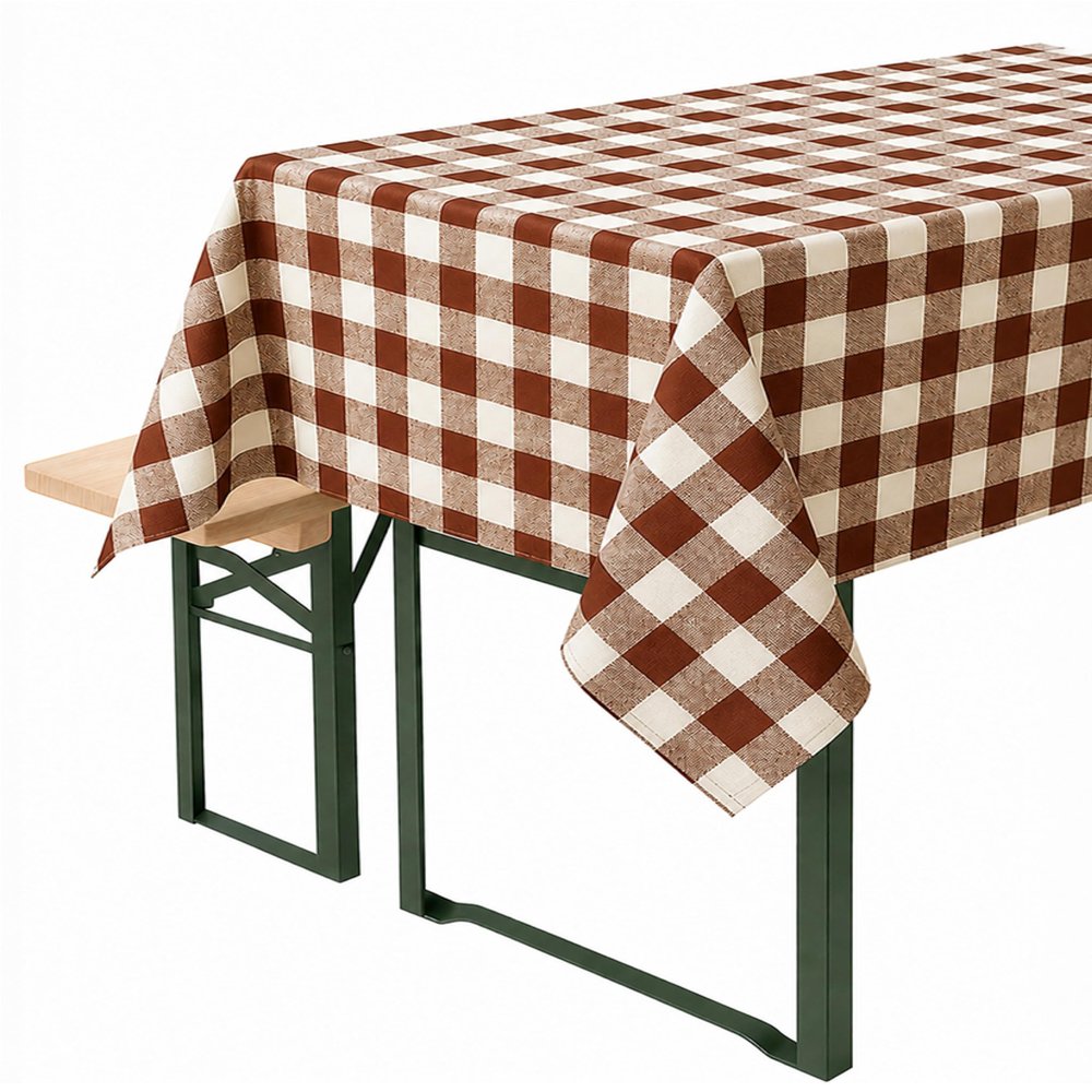 texpot 12 Cotton Napkins, 40 x 40 cm, Brown and White, 2 cm Check