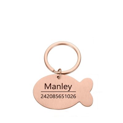 Personalized Rose Gold Pet ID Tag, L, 40 x 25 mm