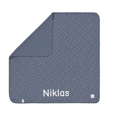 LALALO LÄSSIG Personalized Baby Blanket, Embroidered, GOTS Cuddly Blanket, 80 x 80 cm (Triangle Blue)