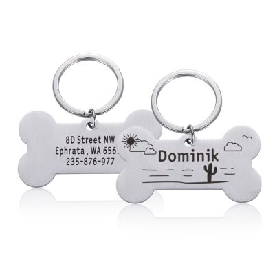 Personalized Dog Tag, Type C, Silver, L 50 x 28 mm
