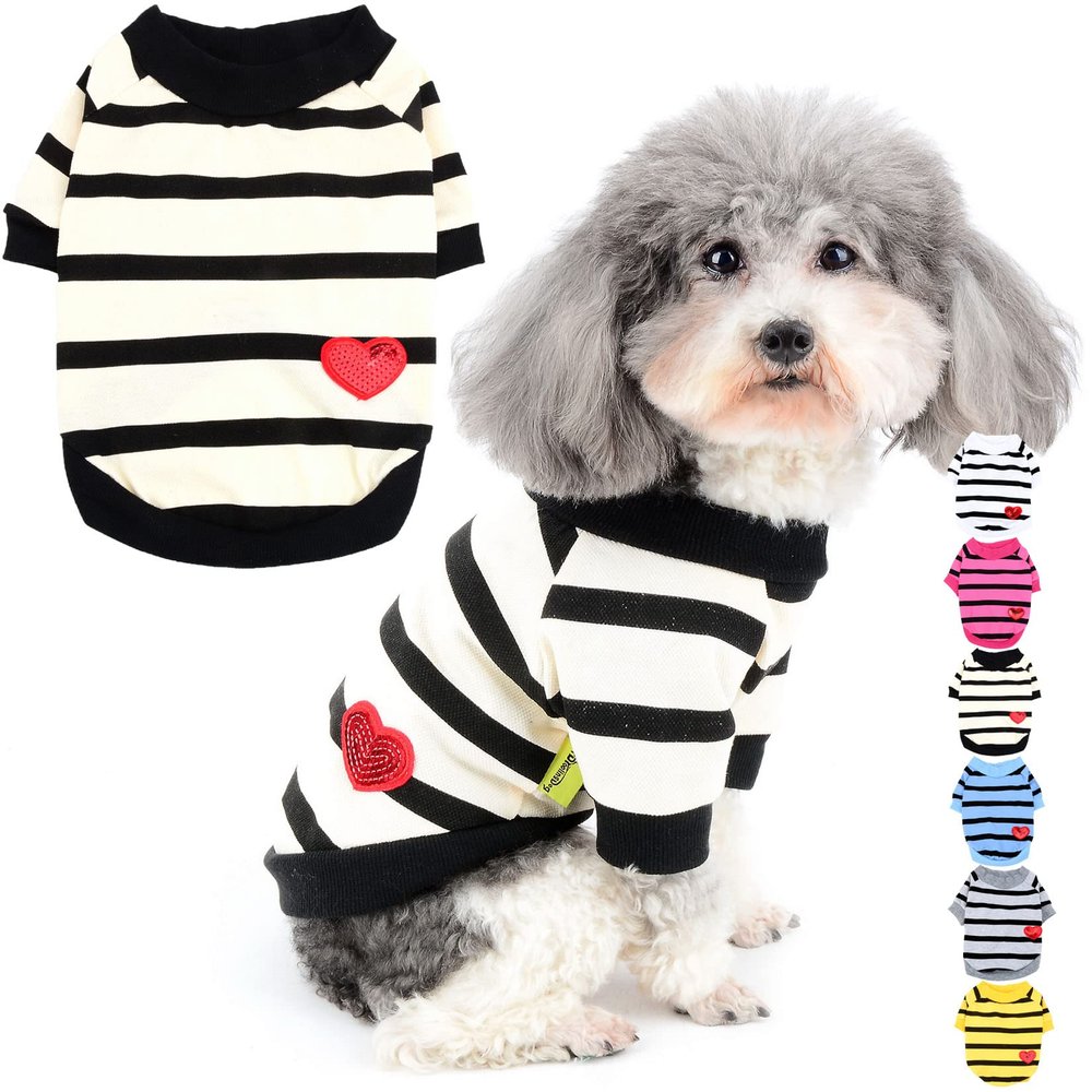 Zunea Striped Summer T-Shirt for Small Dogs, Yellow, Size S