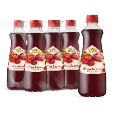 YO Raspberry Syrup, 6 x 700 ml, Makes Up to 6 L per Bottle, Vegan