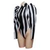 VEECOOCOS Sexy Women's Bodysuit, Black and White Striped, Size M view 4