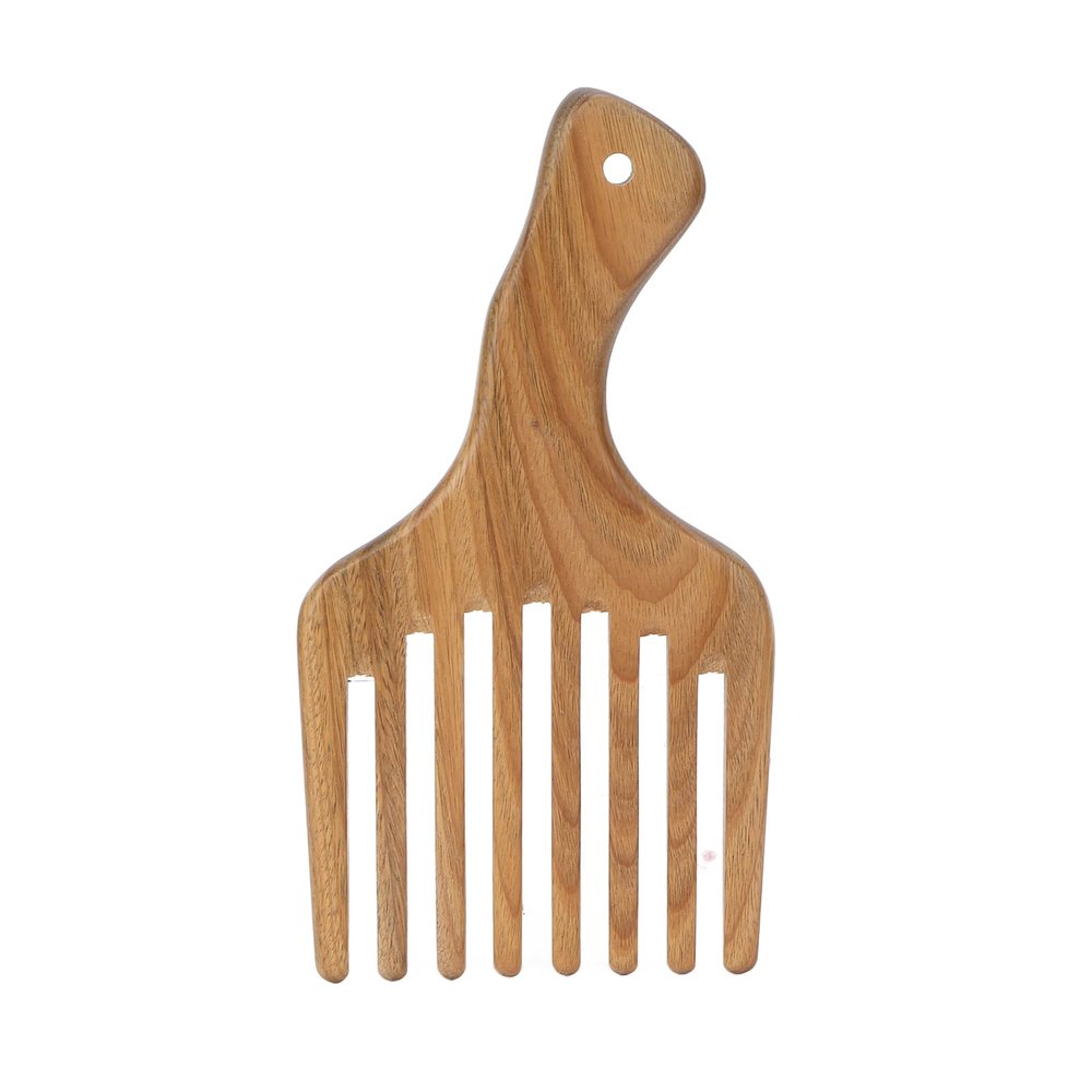 Sandalwood Wooden Comb with Long Teeth, Detangling Comb for Afro-Textured Hair and Beards, Ergonomic Handle for Men and Women