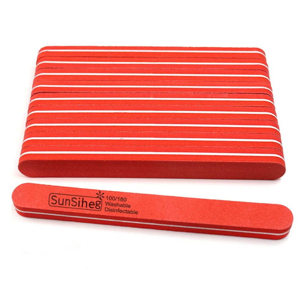 TYUTYU 10-Piece Professional Nail File Set, 100/180 Grit, Orange