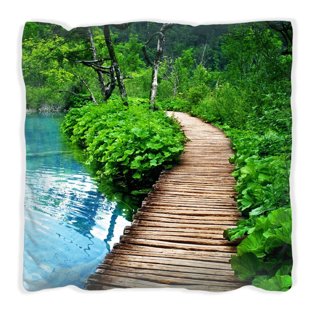 Wallario Decorative Cushion 40 x 40 cm, Forest Path, Soft Plush Surface