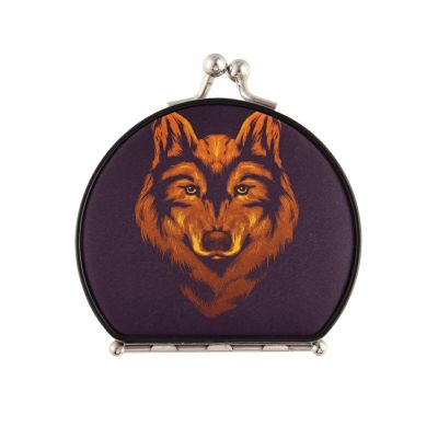 Vnurnrn Golden Wolf King Makeup Compact Mirror for Handbags, Foldable Travel Pocket Mirror