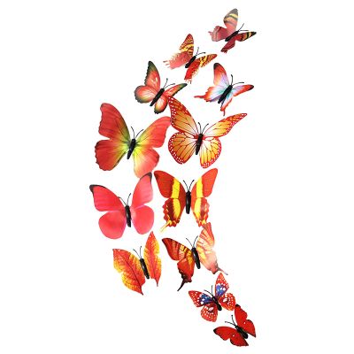 TIMIYUYU 3D Butterfly Wall Stickers, 12-Piece Set, Removable Colorful DIY Wall Decor