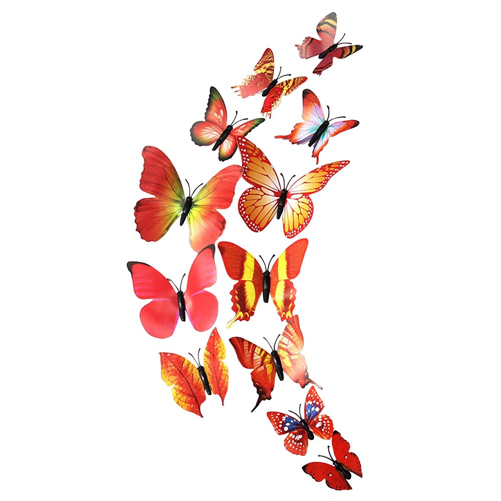 TIMIYUYU 3D Butterfly Wall Stickers, 12-Piece Set, Removable Colorful DIY Wall Decor
