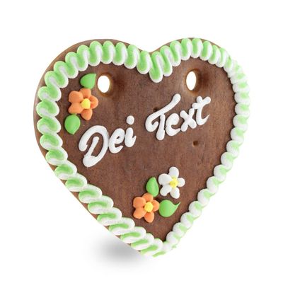 Bavariashop Oktoberfest Gingerbread Heart with Custom Text, Size S, Green