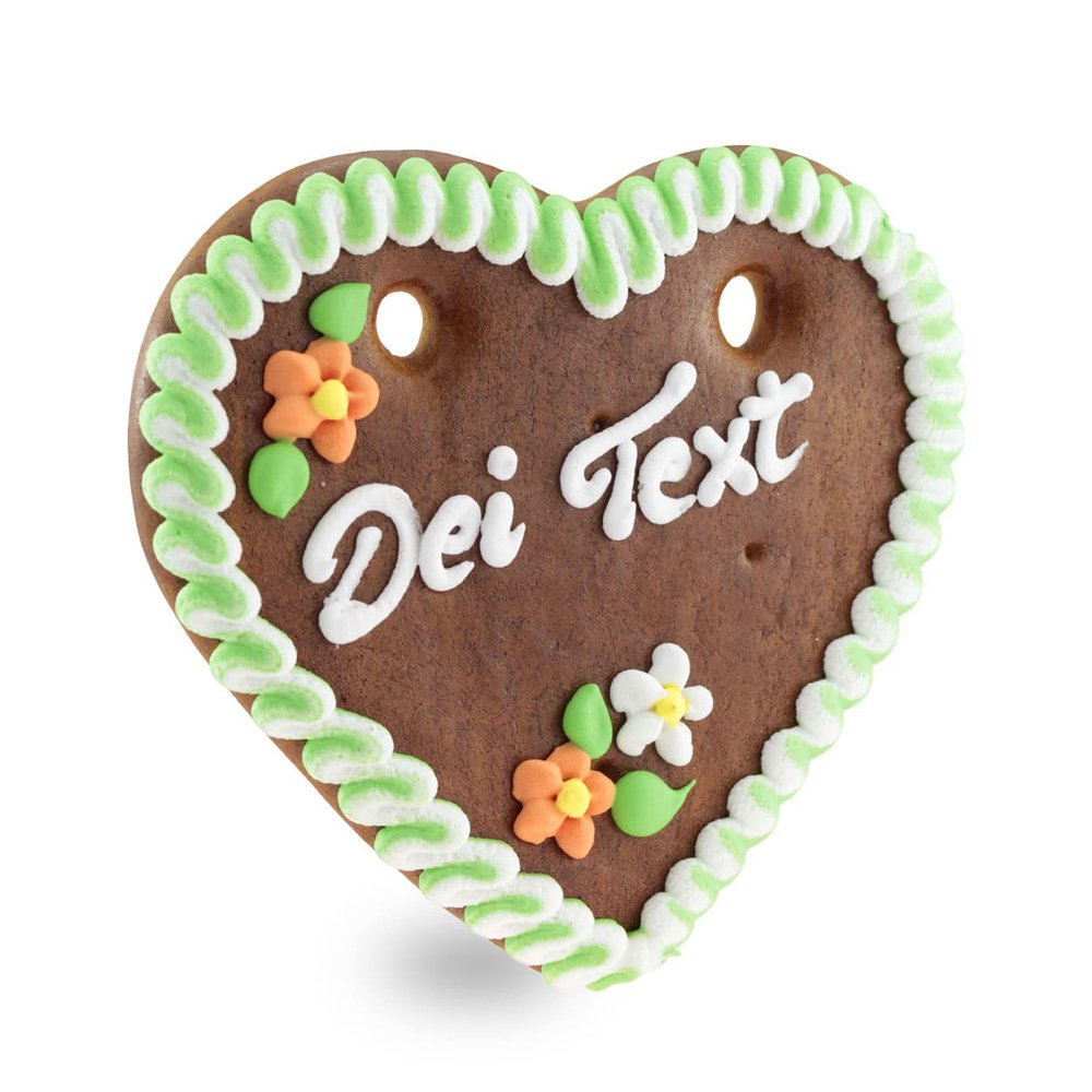 Bavariashop Oktoberfest Gingerbread Heart with Custom Text, Size S, Green