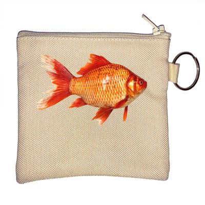Goldfish Wallet Keychain, Beige, One Size