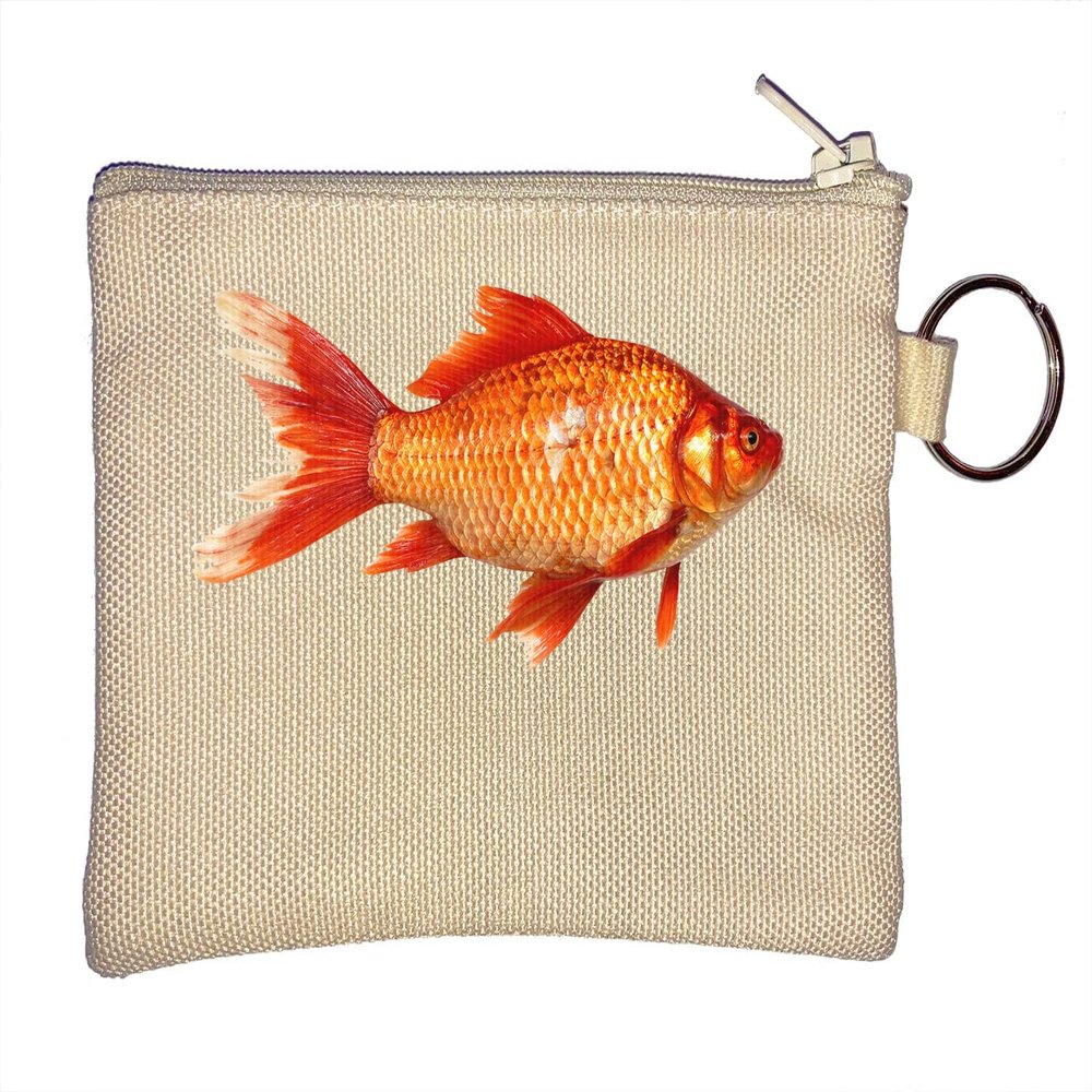 Goldfish Wallet Keychain, Beige, One Size