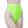 Agoky Women's Transparent Low-Rise Crotchless Zipper Panty, Fluorescent Green, C/XL view 3