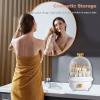 Galate Portable Makeup Organizer, Tall-Bottle Cosmetic Storage Box with Dustproof Lid, 1 Drawer, 25 x 25 x 35 cm, White view 2