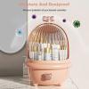 Galate Portable Makeup Organizer, Tall-Bottle Cosmetic Storage Box with Dustproof Lid, 1 Drawer, 25 x 25 x 35 cm, White view 4