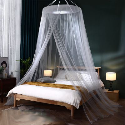 TRGCJGH Grey Princess Round Hoop Mosquito Net Canopy for Single to King-Size Beds, 110 in