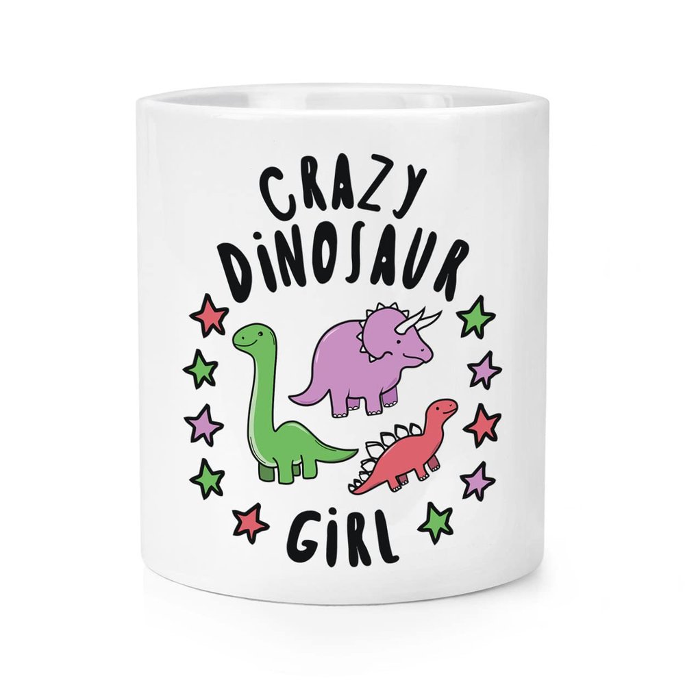 Crazy Dinosaur Girl Stars Makeup Brush Pencil Pot