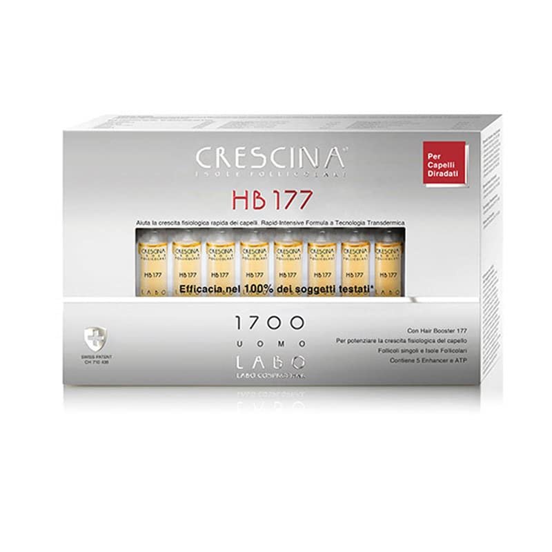 Crescina Transdermic Follicular Islands HB 177 Hair Booster Treatment for Hair Regrowth 1700 Men, 20 Vials