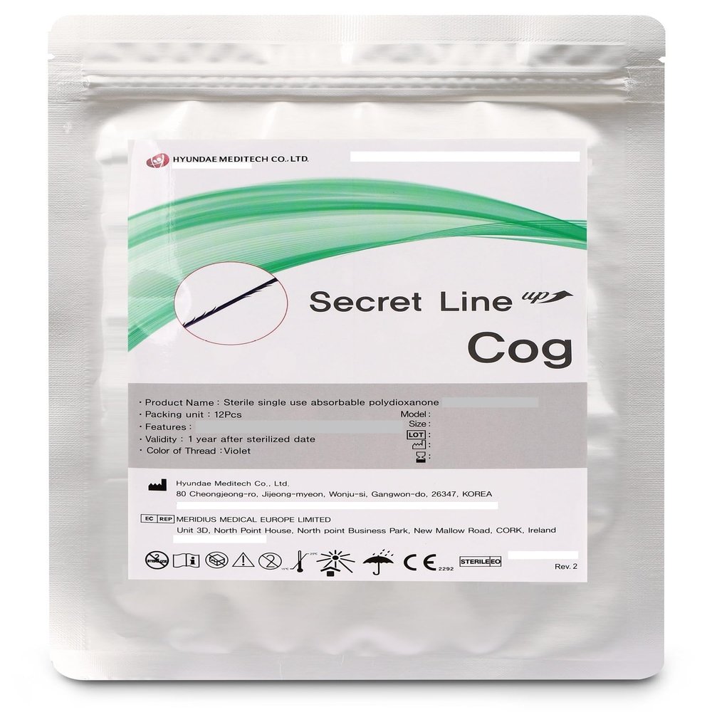 Secret Line PDO Thread Lift for Face/Whole Body/360R Revolving Cog/Blunt CL-Type/12 pcs (1 Pack)/Made in South Korea (23G 38 mm)