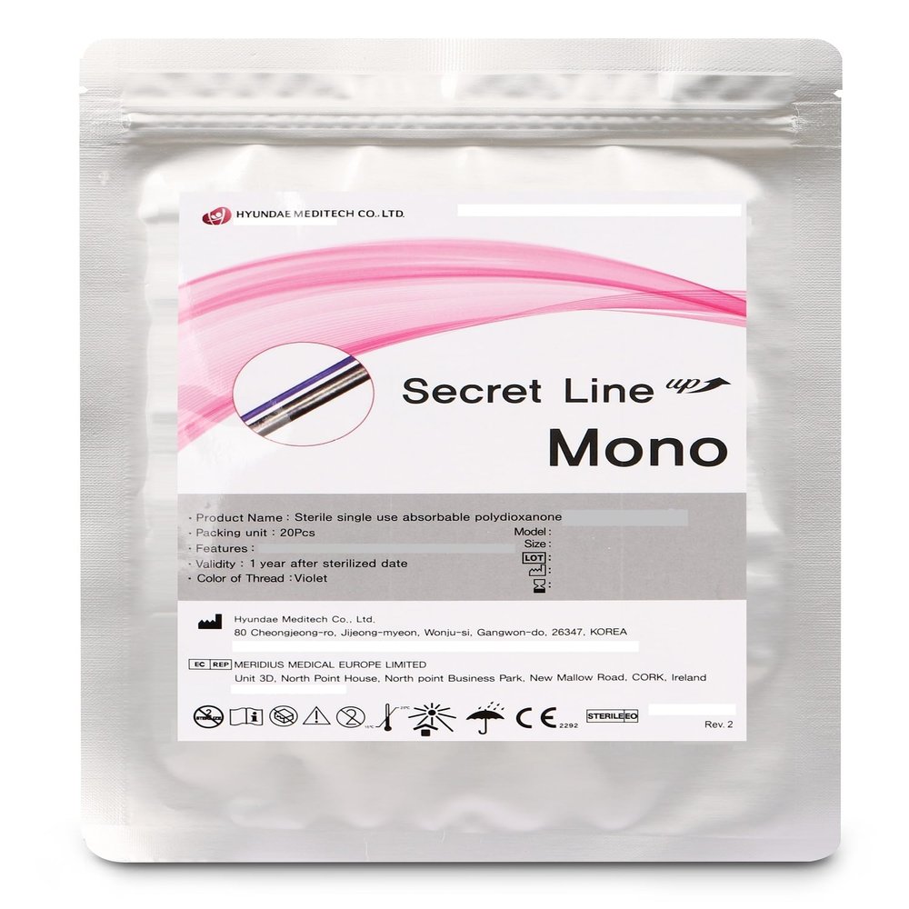 Secret Line PDO Thread Lift for Face/Full Body, Mono No Cog, 20 Pieces, Made in South Korea (29G x 25 mm)