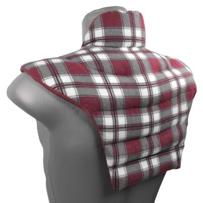 Organic Spelt Neck Crescent Pillow, Red Plaid Flannel