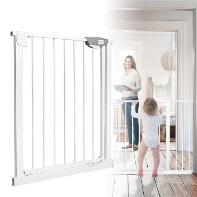 LARS360 No-Drill Stair Gate, One-Hand Opening, Auto-Close, Metal, 75–85 cm, White