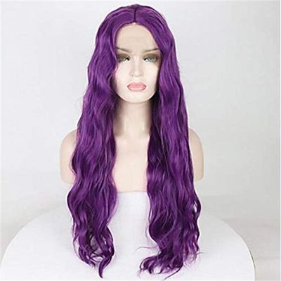 YTOOZ Synthetic Lace Front Wig, Loose Waves, Middle Part, 150% Density, Heat-Resistant Purple Synthetic Hair, 26 Inches