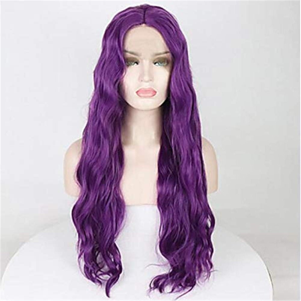 YTOOZ Synthetic Lace Front Wig, Loose Waves, Middle Part, 150% Density, Heat-Resistant Purple Synthetic Hair, 26 Inches
