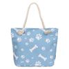 Premium Blue Canvas Shoulder Carrier Bag for Dogs and Cats, Paw and Bone Print, One Size view 1