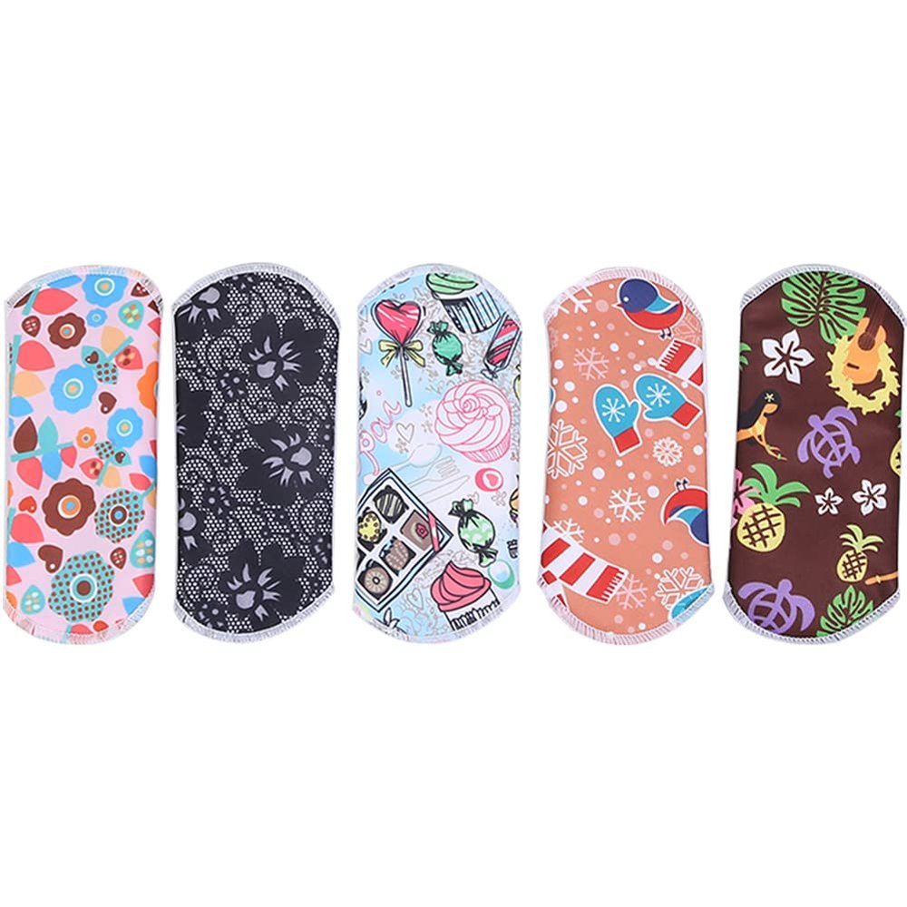 Reusable Washable Cloth Menstrual Pads, 5-Pack, Bamboo Charcoal, 16.5 x 16.5 cm (#2)