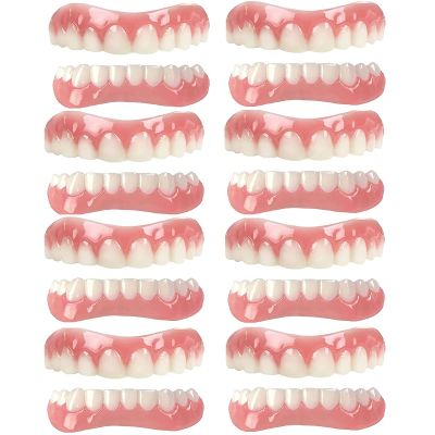 XZLZMD Silica Gel Cosmetic Teeth for a Perfect Smile, Upper and Lower Jaw, 8 Pairs