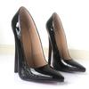 APOTIKENBST 18 cm Pointed-Toe Thin-Heel High Heels, Black, Size 45 view 2