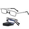 BDXZJ Ultra-Light Titanium Screwless Foldable Reading Glasses, Anti-Blue-Light, Progressive, Square, +1.50 view 1