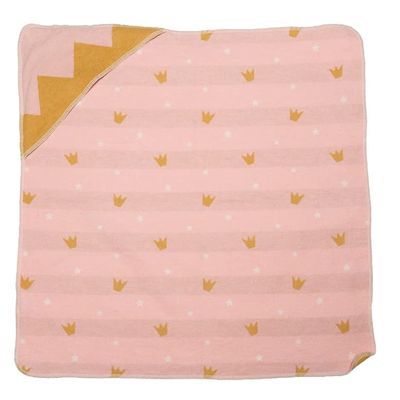 David Fussenegger Juwel "Crowns" Hooded Baby Blanket, 80 x 80 cm, Dusty Pink