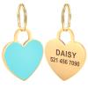 Personalized Heart-Shaped Dog Tag, Stainless Steel, Gold, Blue, Size S view 1