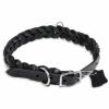 Monkimau Genuine Leather Braided Dog Collar, Black, Adjustable (L: 30 mm x 65 cm) view 2