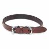 Monkimau Brown Genuine Leather Dog Collar with Crystals, Adjustable, L: 25 mm x 65 cm view 2
