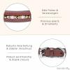 Monkimau Brown Genuine Leather Dog Collar with Crystals, Adjustable, L: 25 mm x 65 cm view 3