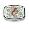 Cartoon Squirrel Pill Box with Flowers for Purse or Wallet view 1