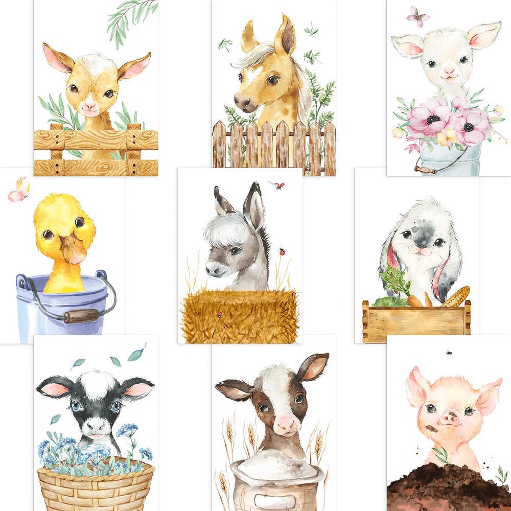 CreativeRobin Farm Animal Posters for Nursery | Cute Baby Room Decor
