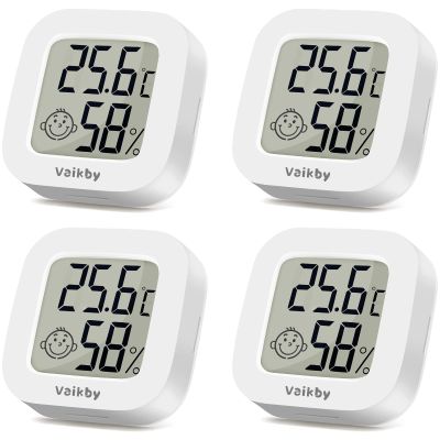 Vaikby Mini Digital Thermometer Hygrometer - 4 Pack
