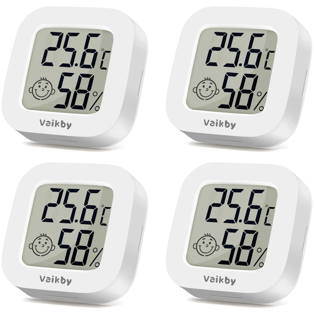 Vaikby Mini Digital Thermometer Hygrometer - 4 Pack