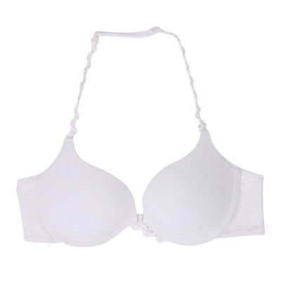 BABAOZHOUHE Women's Convertible Neck-Holder Padded Push-Up Bra with Front Closure, 70B, White