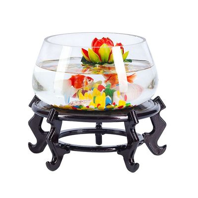 FURUIWUFENG Desktop Transparent Glass Aquarium with Base, Small Fish/Turtle Tank Kit