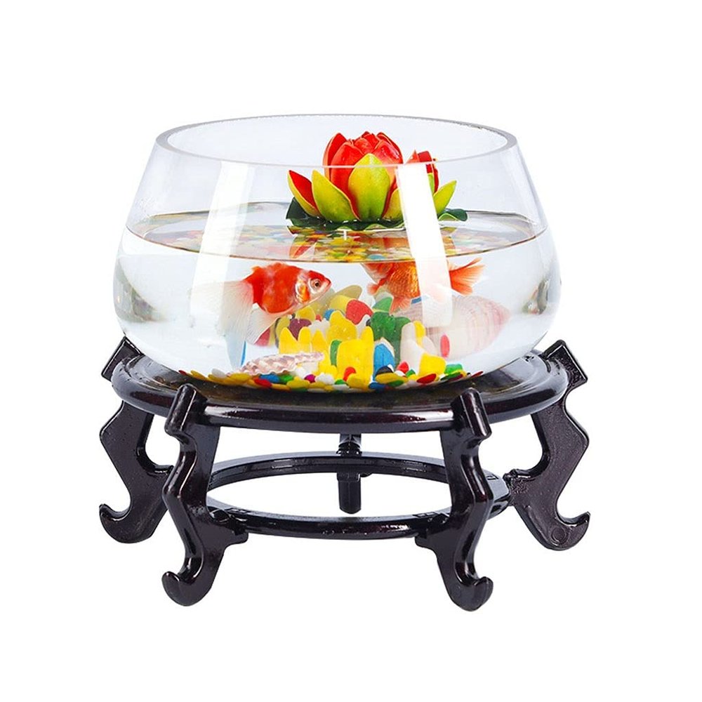 FURUIWUFENG Desktop Transparent Glass Aquarium with Base, Small Fish/Turtle Tank Kit
