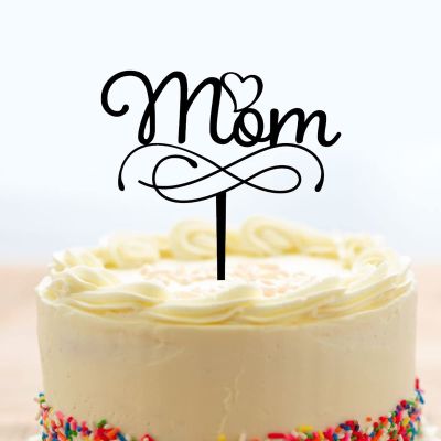 Happy Mother's Day Acrylic Cake Topper, Black
