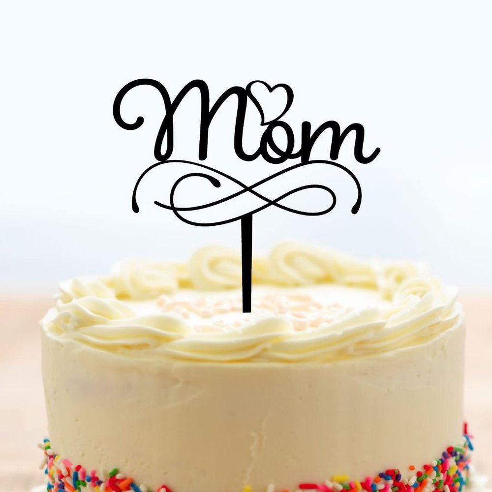 Happy Mother's Day Acrylic Cake Topper, Black