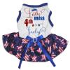 Petitebelle Little Miss 4th of July Dog Dress for Puppies, Striped, Size S, White view 1