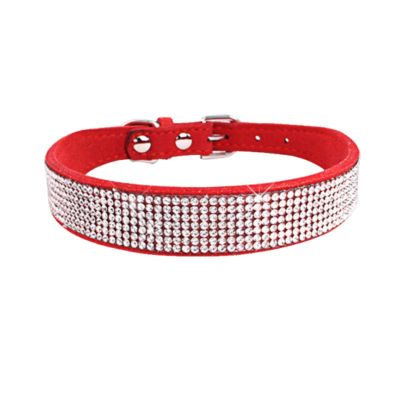 PUYYDS Crystal Glitter Rhinestone Dog Collar with Zinc Alloy Buckle